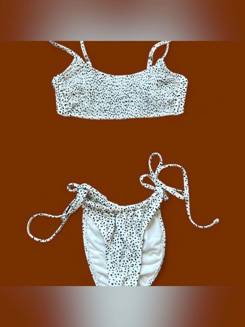 Xhilaration White and Black Speckle Tie-Side Bikini Set